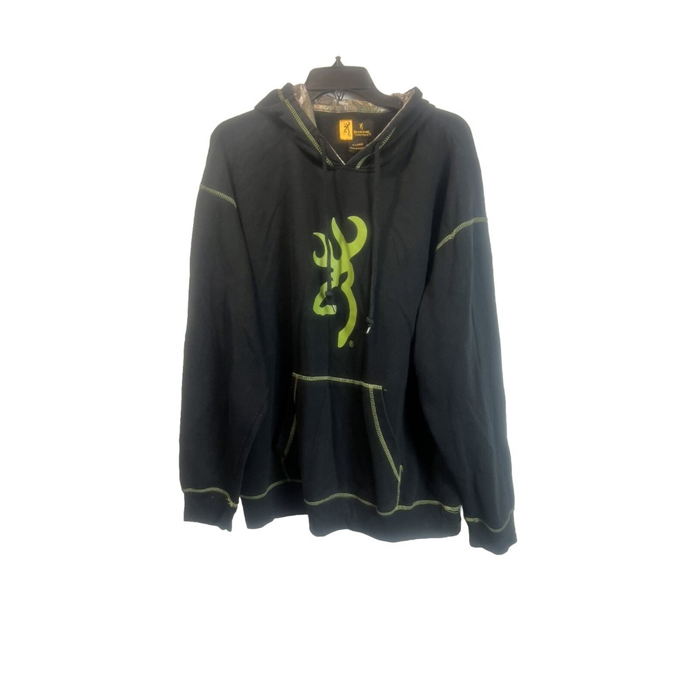 Browning Men's Buckmark Realtree Size XL Camo Lined Hood Hoodie (Black)